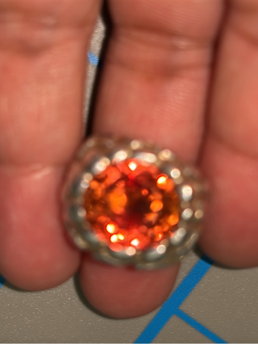 Orange Sapphire Sterling Silver Pendant ( Pendant only ) - Picture 8 of 8